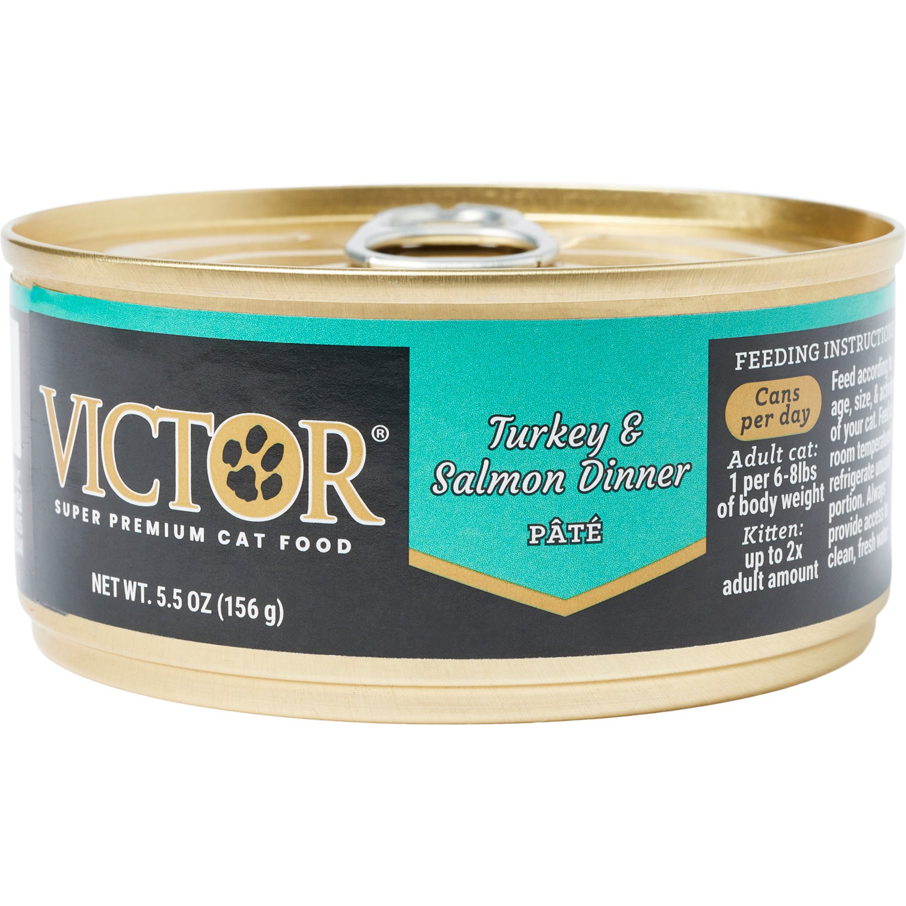 VICTOR Turkey & Salmon Dinner Pate Wet Cat Food or Topper, 5.5-oz, case of 24