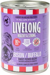 Livelong Healthy & Strong Bison/Buffalo & Sweet Potato Recipe Wet Dog Food, 12.5-oz can, case of 12