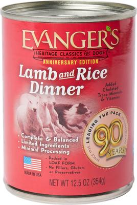 Evanger's Classic Recipes Lamb & Rice Dinner Canned Dog Food, 12.5-oz, case of 12