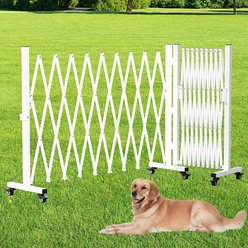 WAOWAO Outdoor Portable Aluminum Free Standing Dog Gate, 41 x 209-in, White