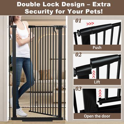 Show full view: WAOWAO Extra Tall Adjustable Pressure Mounted Dog & Cat Gate, 56-in, Black slide 3 of 9
