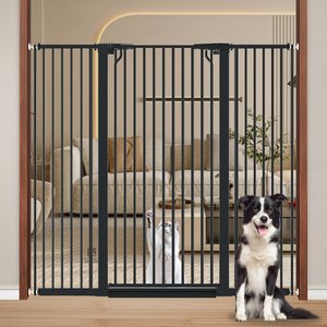 WAOWAO Extra Tall Adjustable Pressure Mounted Dog & Cat Gate, 56-in, Black