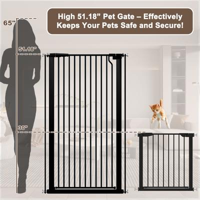 Show full view: WAOWAO Extra Tall Adjustable Pressure Mounted Dog & Cat Gate, 56-in, Black slide 2 of 9