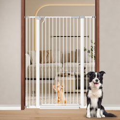 WAOWAO Indoor Metal Pressure Mounted Dog & Cat Gate, 39.99-in, White