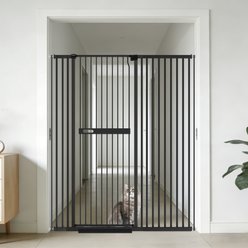 WAOWAO Adjustable Metal Pressure Mounted Dog & Cat Gate, 58-in, Black