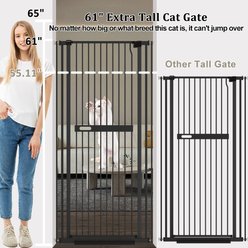 WAOWAO Adjustable Metal Pressure Mounted Dog & Cat Gate, 58-in, Black slide 2 of 6