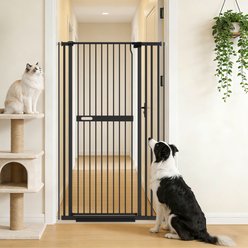 WAOWAO Adjustable Metal Pressure Mounted Dog & Cat Gate, 36-in, Black