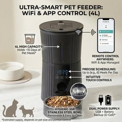 Bencmate Automated Smart Stainless Steel Bowl Precise Portion Control Plastic Dog & Cat Feeder, 4-L, Medium, Black slide 2 of 7