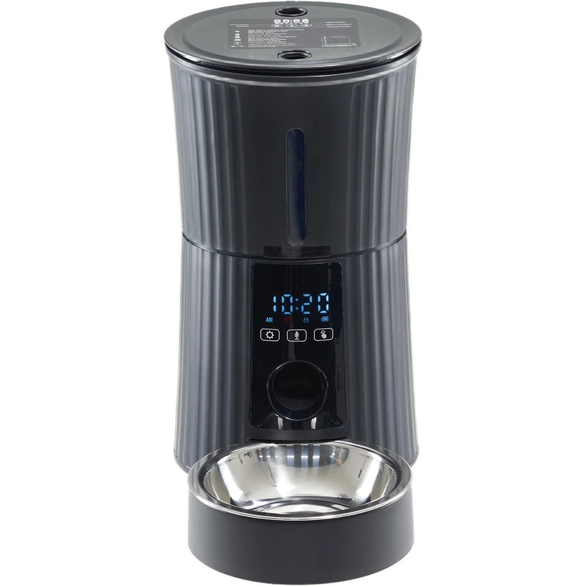Bencmate Automated Smart Stainless Steel Bowl Precise Portion Control Plastic Dog & Cat Feeder, 4-L, Medium, Black