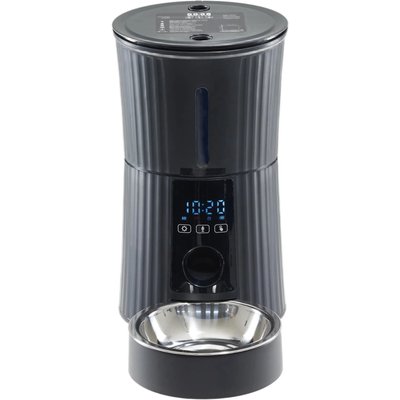 Bencmate Bencmate Automated Smart Stainless Steel Bowl Precise Portion Control Plastic Dog & Cat Feeder, 4-L, Medium, Black