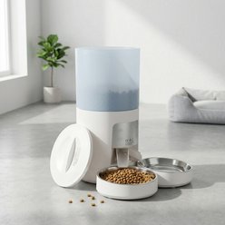 Bencmate Automated Precise Portion Control Plastic Dog Feeder, 6-L, Medium, White