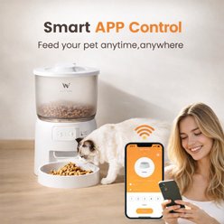 Bencmate Automatic Smart Timed App Control Portion Plastic Dog & Cat Feeder, 3-L, White, Medium slide 2 of 8