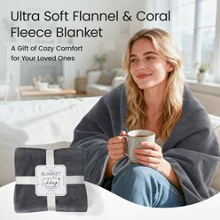 LOOBANI Waterproof Soft Flannel & Coral Fleece Dog Bed Blanket, Grey, 40 x 60-in slide 2 of 8