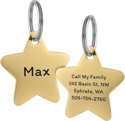 GoTags Star Personalized Stainless Steel Dog & Cat ID Tag, Gold, Small