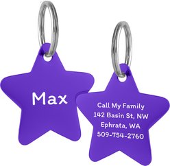 GoTags Star Personalized Stainless Steel Dog & Cat ID Tag, Purple, Small