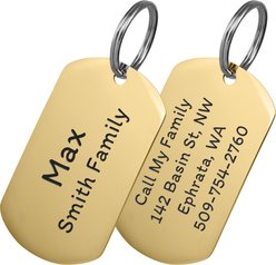 GoTags Rectangle Personalized Stainless Steel Dog & Cat ID Tag, Gold, Regular