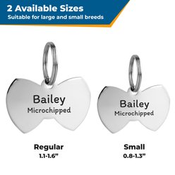 GoTags Bow Tie Personalized Stainless Steel Dog & Cat ID Tag, Blue, Small slide 2 of 6