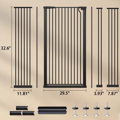 Show full view: WAOWAO Extra Tall Adjustable Pressure Mounted Dog & Cat Gate, 56-in, Black slide 8 of 9