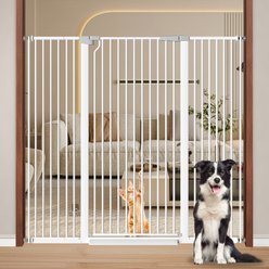 WAOWAO Indoor Metal Pressure Mounted Dog & Cat Gate, 56-in, White