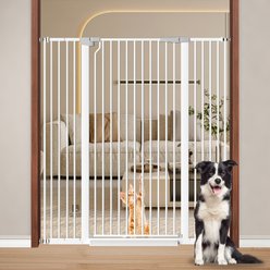 WAOWAO Indoor Metal Pressure Mounted Dog & Cat Gate, 48-in, White