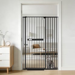 WAOWAO Adjustable Metal Pressure Mounted Dog & Cat Gate, 42-in, Black