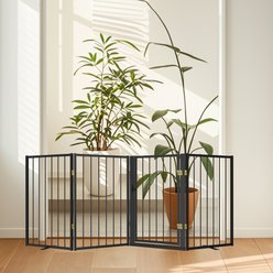 WAOWAO Metal Free Standing Dog Indoor Barrier Gate with Walk-Through Door, 80 x 32-in, 4-panel, White slide 2 of 7