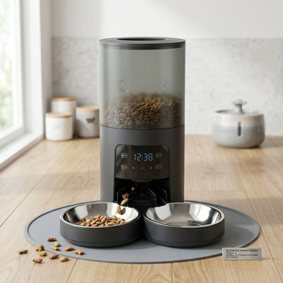 Bencmate Bencmate Automated Precise Portion Control Plastic Dog Feeder, 6-L, Medium, Black