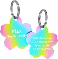 GoTags Flower Personalized Stainless Steel Dog & Cat ID Tag, Rainbow, Small