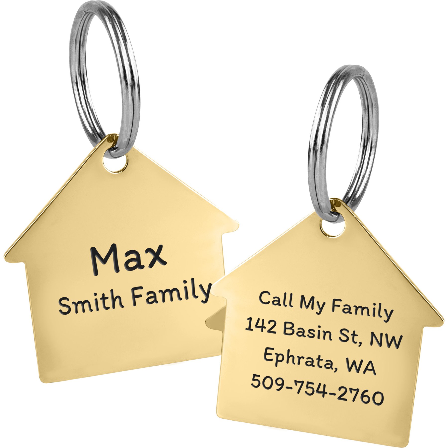 GoTags House Personalized Stainless Steel Dog & Cat ID Tag, Gold, Regular