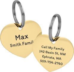 GoTags Heart Personalized Stainless Steel Dog & Cat ID Tag, Gold, Small slide 1 of 6