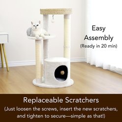 Petpals 35-in Plush Cat Tree, Cream/Beige slide 2 of 9