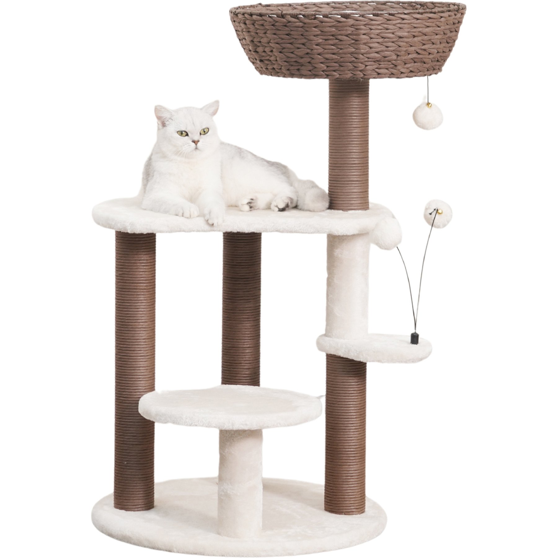 Petpals 35-in Plush Cat Tree, Brown/Cream