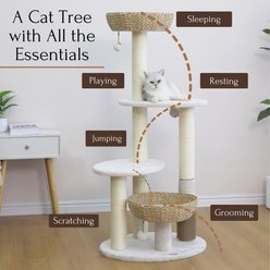 Petpals Pharaoh 49-in Plush Cat Tree, Beige/Cream slide 2 of 9