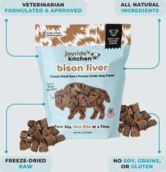 Joyride's Kitchen Premium All Natural Raw Bison Liver Freeze-Dried Dog Treats, 3-oz bag slide 2 of 5