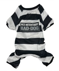 Pets First Prisoner Onesie Dog Costume, Black/White, Small slide 1 of 4