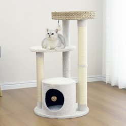 Petpals 35-in Plush Cat Tree, Cream/Beige