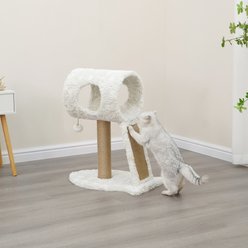 Petpals 27-in Plush Scratching Pad Cat Tree, Cream