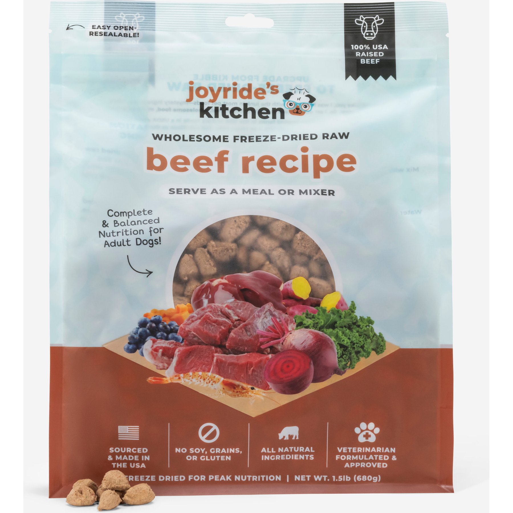 Joyride's Kitchen Wholesome Beef Liver Freeze-Dried Raw Dog Food, 1.5-lb bag