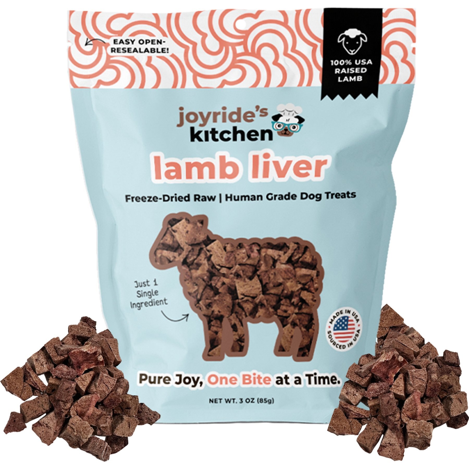 Joyride's Kitchen Premium All Natural Raw Lamb Liver Freeze-Dried Dog Treats, 3-oz bag