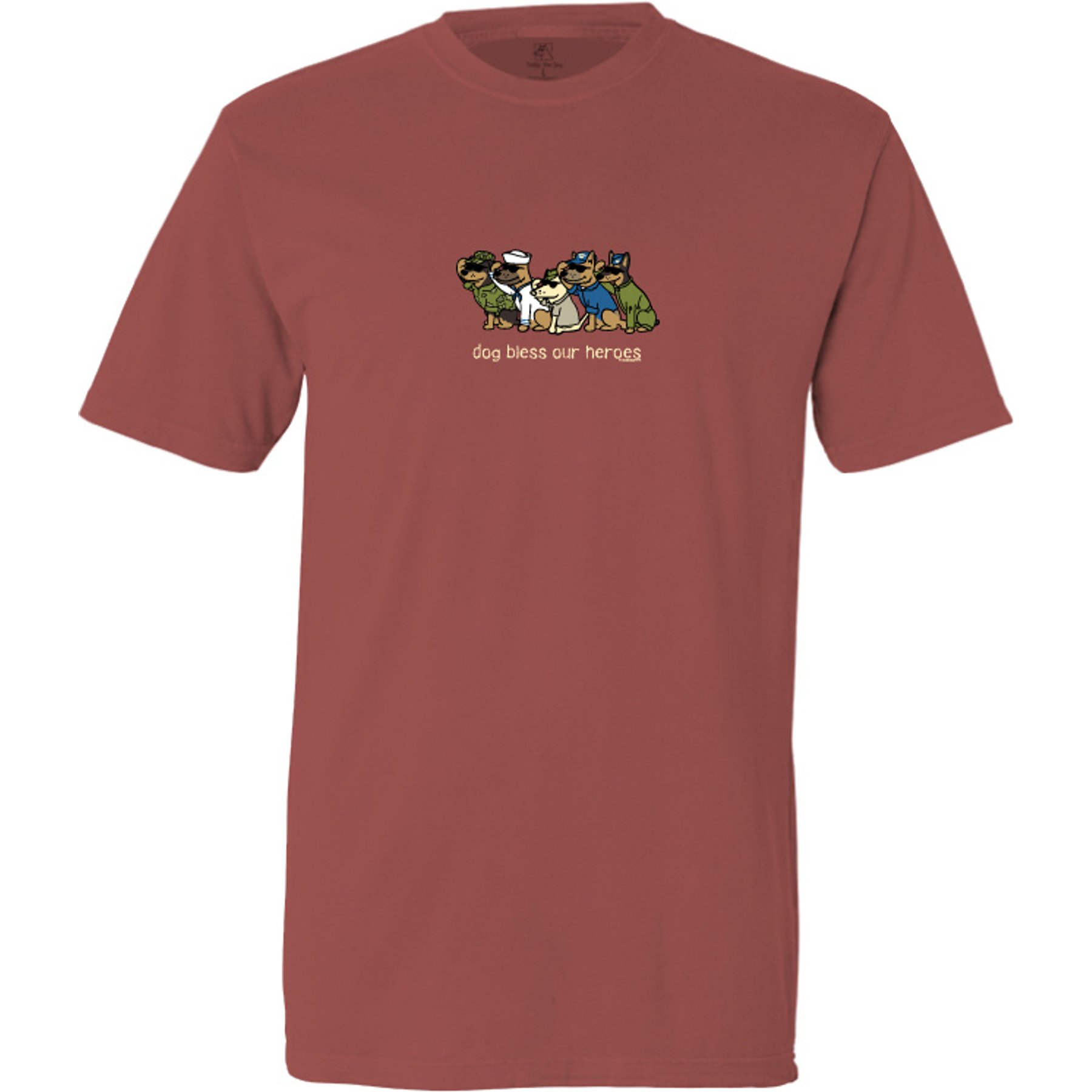 Teddy the Dog Dog Bless Our Heroes Classic Tee, Fire Brick, Medium, T-Shirt