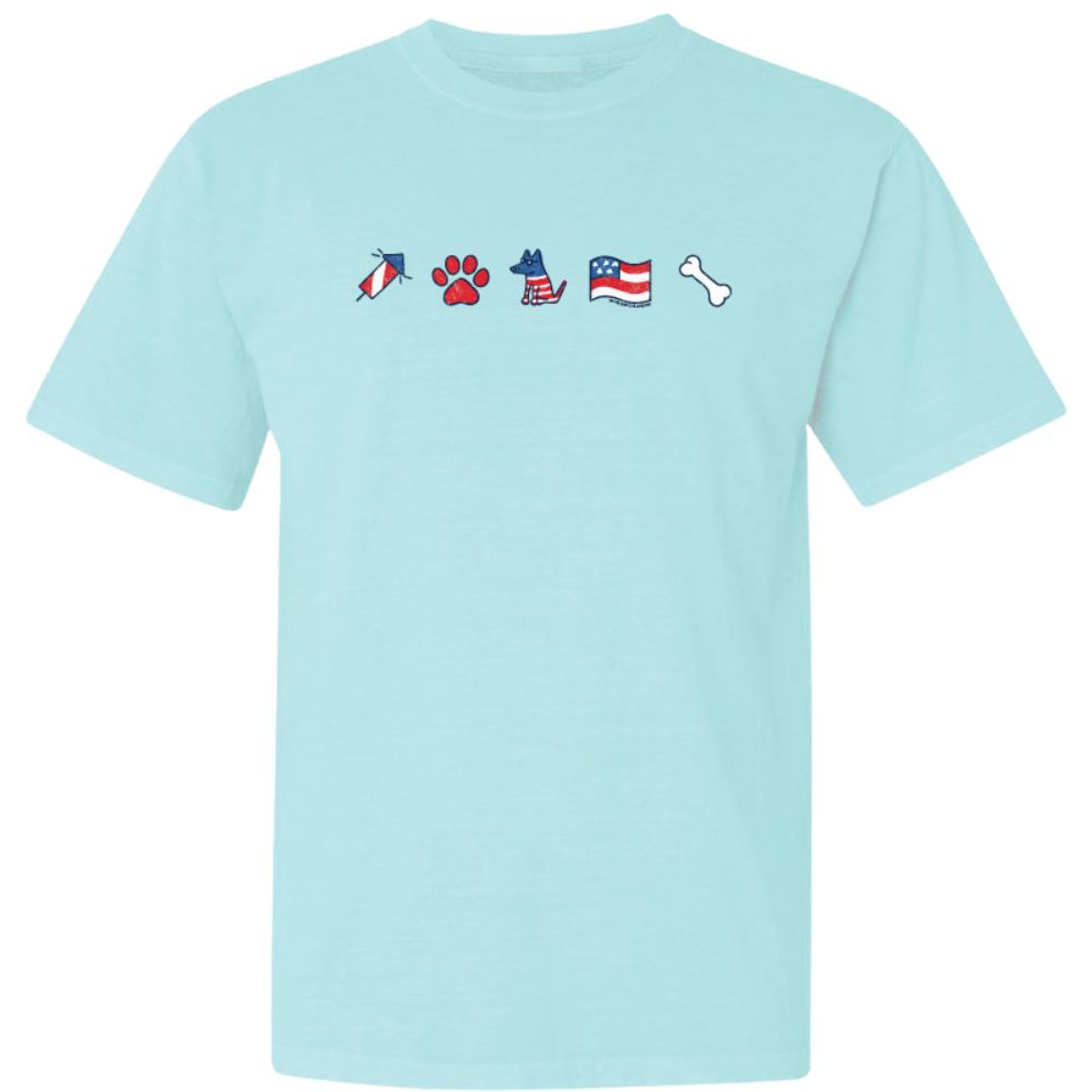 Teddy the Dog American Icons Classic Tee, Sky Blue, XXX-Large, T-Shirt