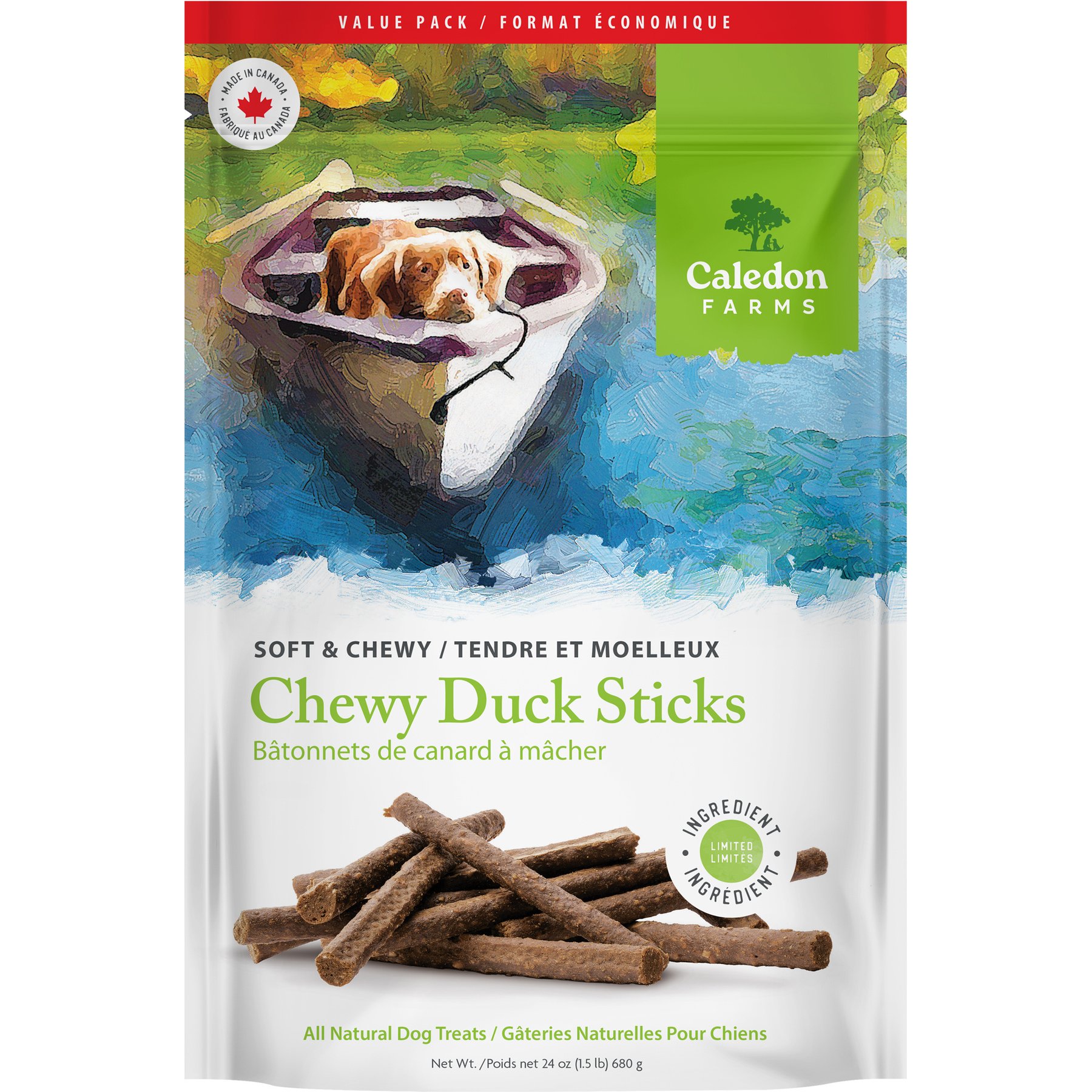 Caledon Farms Chewy Duck Stick Dog Treats, 24-oz bag