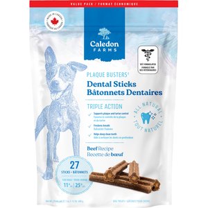 Caledon Farms Plaque Busters Beef Dental Dog Treats, 27 count