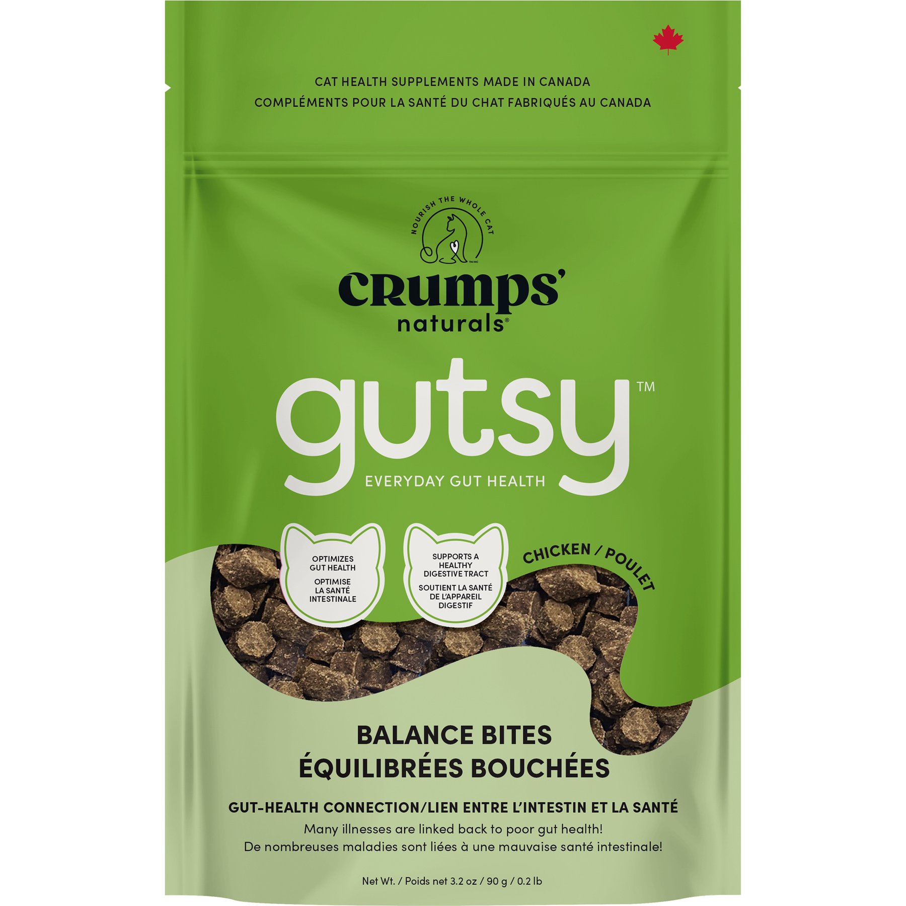 Crumps' Naturals Gutsy Balance Bites Chicken Cat Treats, 3.2-oz bag