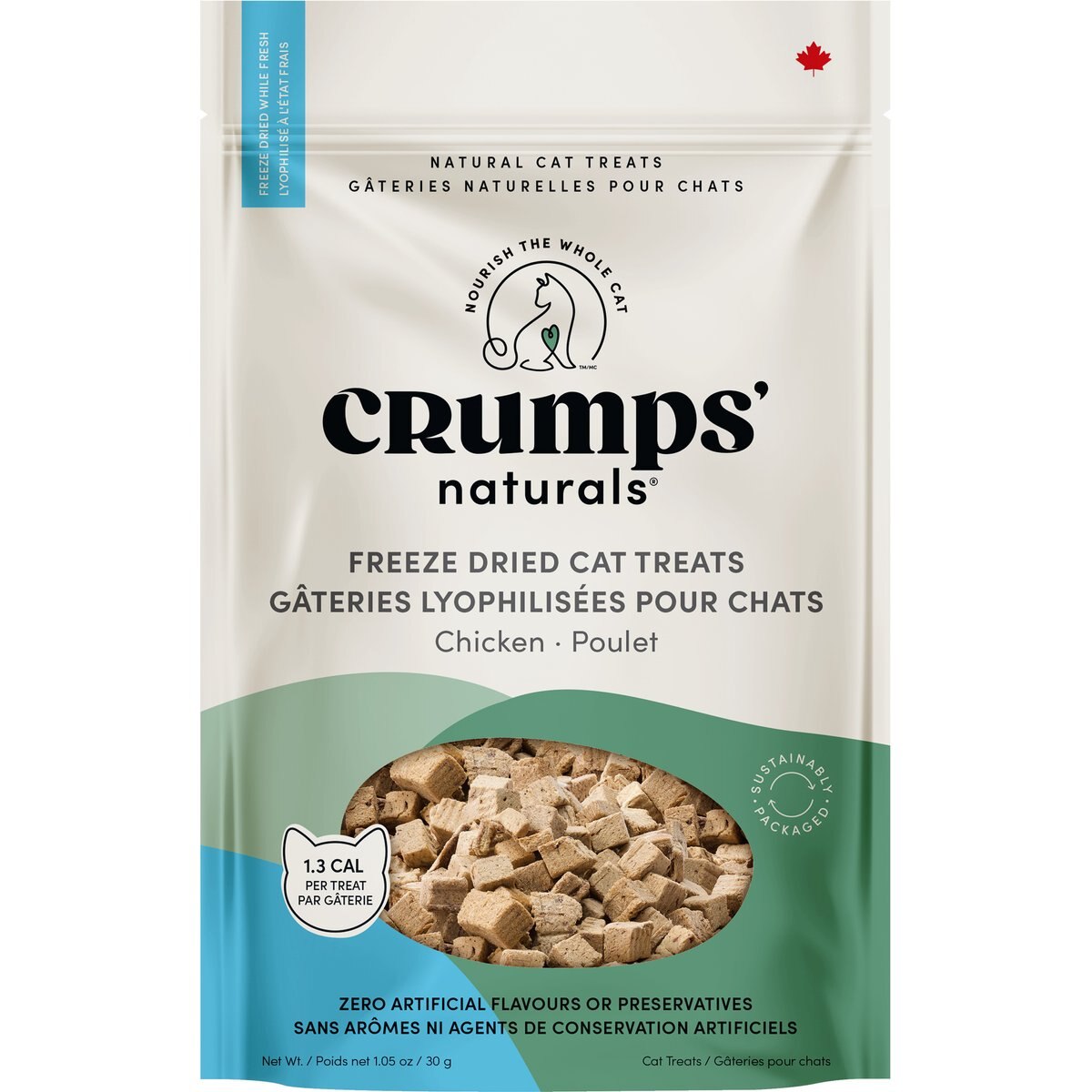 Crumps' Naturals Freeze-Dried Chicken Cat Treats, 1.05-oz bag