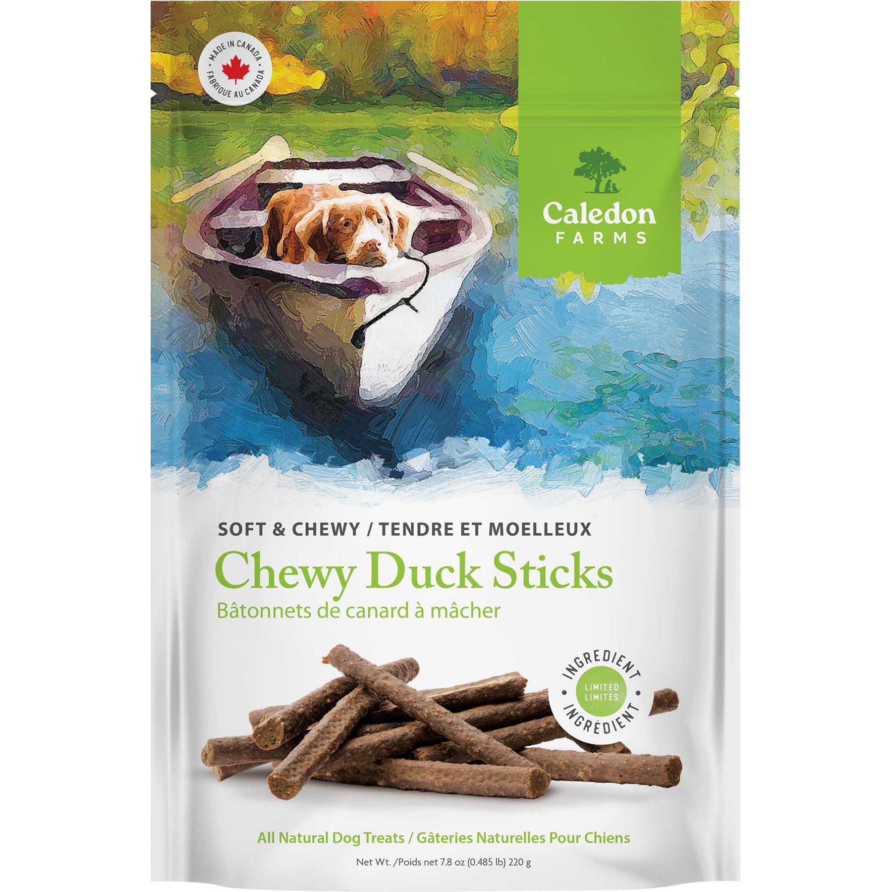 Caledon Farms Chewy Duck Stick Dog Treats, 7.8-oz bag