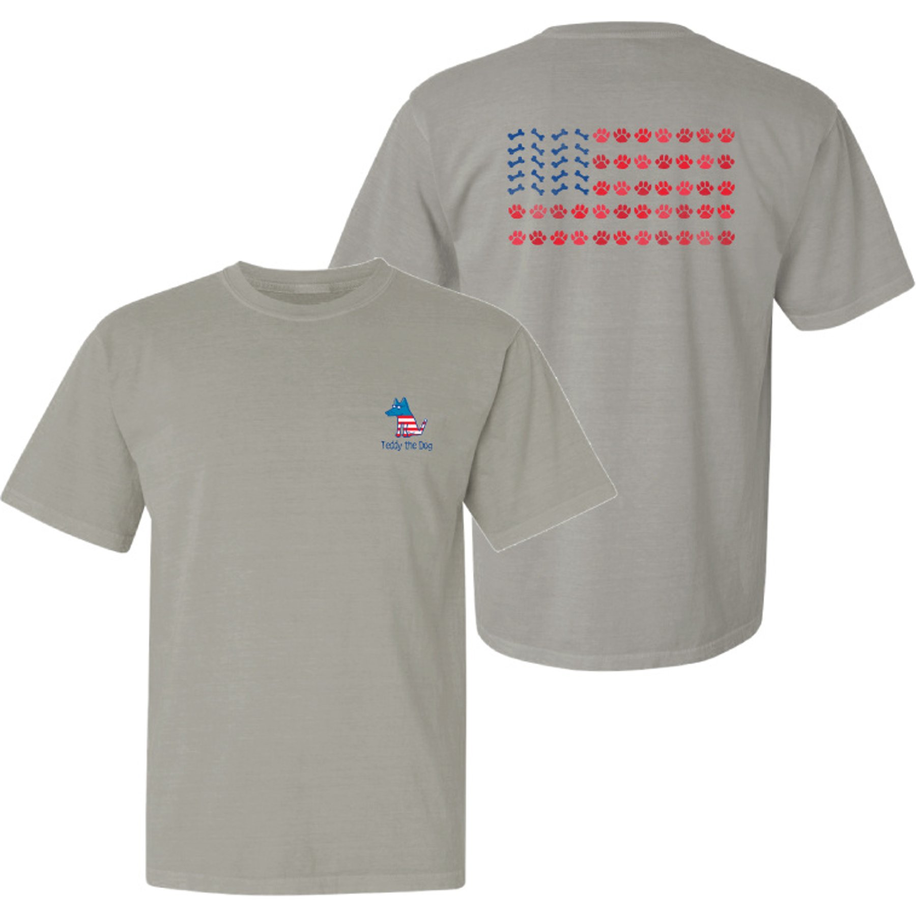 Teddy the Dog Paws for USA Classic Tee, Pebble, Medium, T-Shirt