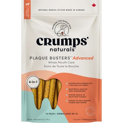 Crumps' Naturals Crumps' Naturals Plaque Busters Advanced Whole Mouth Care Probiotics Dog Dental Sticks, 10 count