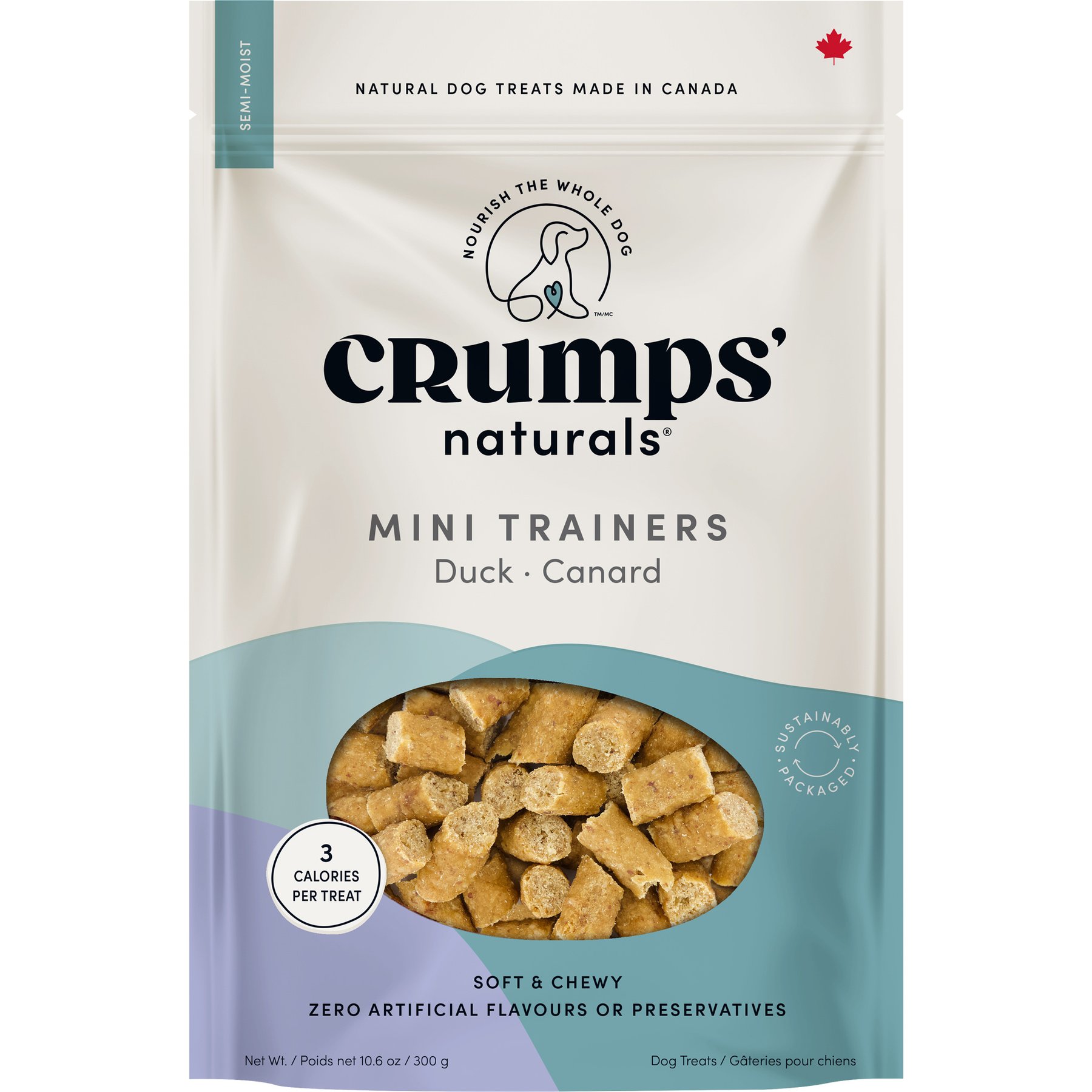 Crumps' Naturals Mini Trainers Duck Dog Treats, 10.6-oz bag