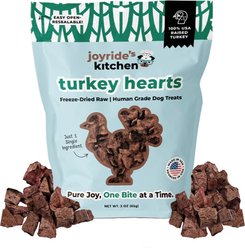 Joyride's Kitchen Premium All Natural Raw Turkey Hearts Freeze-Dried Dog Treats, 3-oz bag